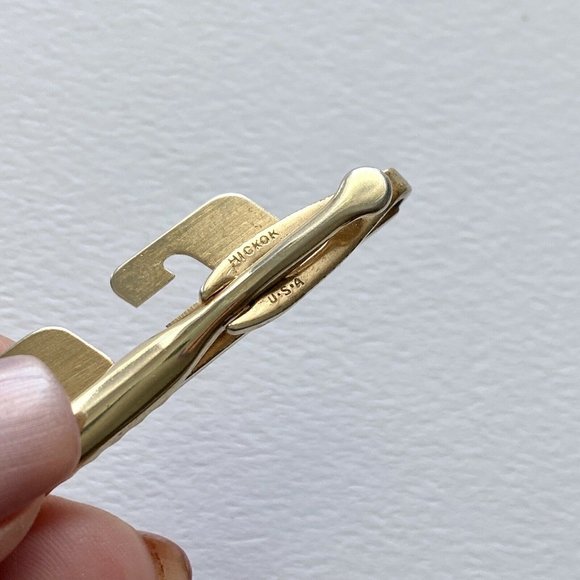 Vintage Hickok Monogram CCR Goldtone Tie Bar Alligator Clip USA - Picture 6 of 6